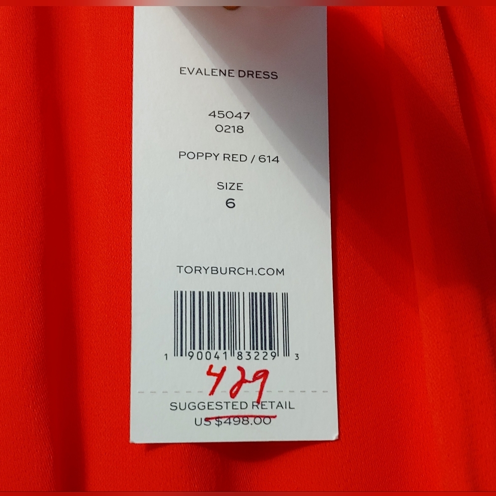 NWT Sz 6 Tory Burch Poppy Red Evalene Maxi Dress - Picture 6 of 9